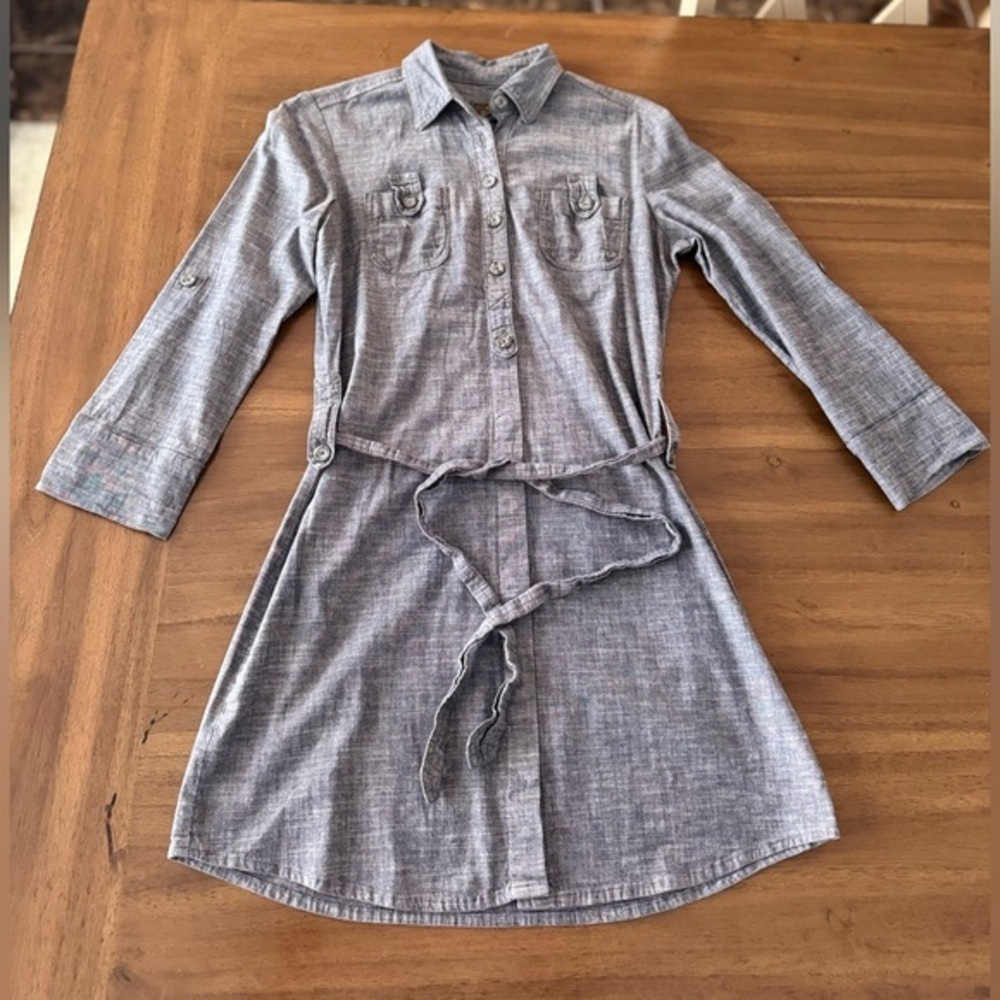 Fei Anthropologie Denim Belted Dress Size Small